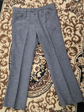 Wrangler Pleated Polyester Dress Pants Cowboy Slacks Trousers Retro Gray Western